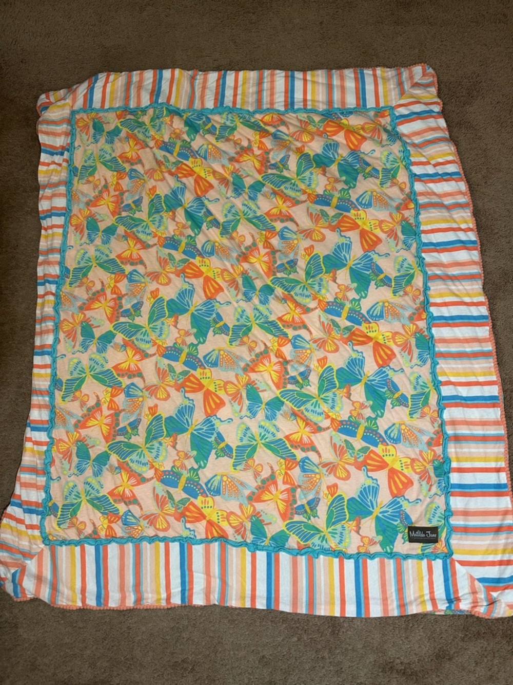 Matilda Jane You Give Me Butterflies Promo Blanket Reversible Throw Stripes